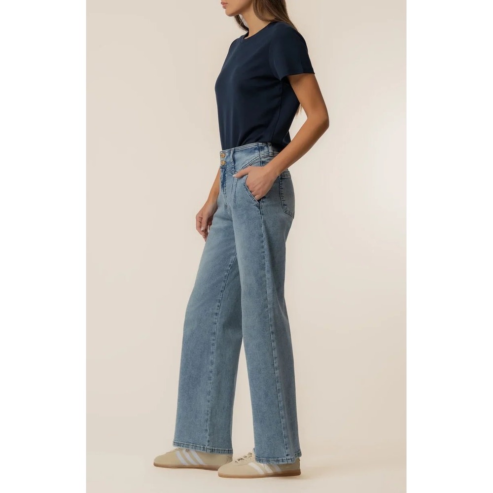 KUT from the Kloth Meg High Rise Wide Leg Jeans Light Wash Size 2 NWT